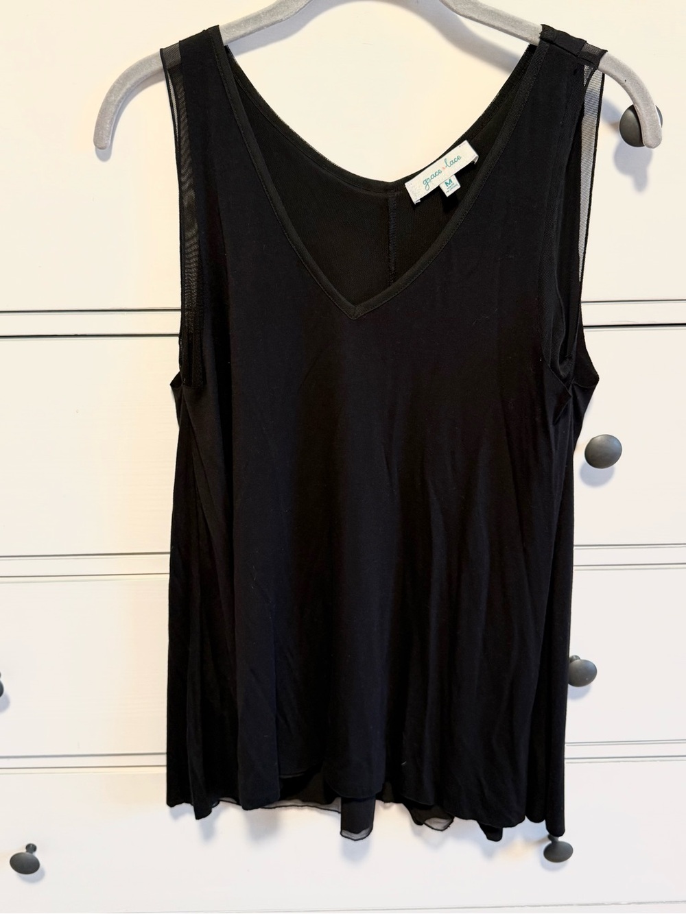 Grace & Lace Black Tiered Mesh Tank Size Medium